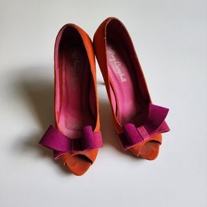 Jeffrey Campbell Suede Peep Toe Bow Heels Size 9.5